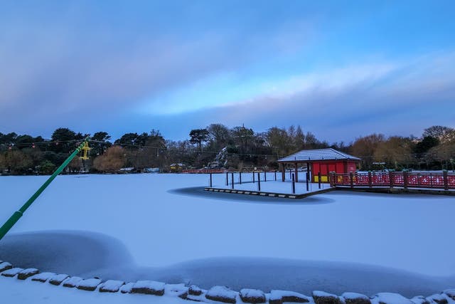 <p>Photo taken with permission from social media site X, formerly Twitter, posted by Jenna McGregor Jackson of Peasholm Park, Scarborough in the snow </p>